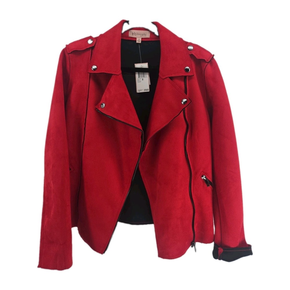 Philosophy Republic Clothing Medium Women's Jacket Red Faux Suede Nwt $108